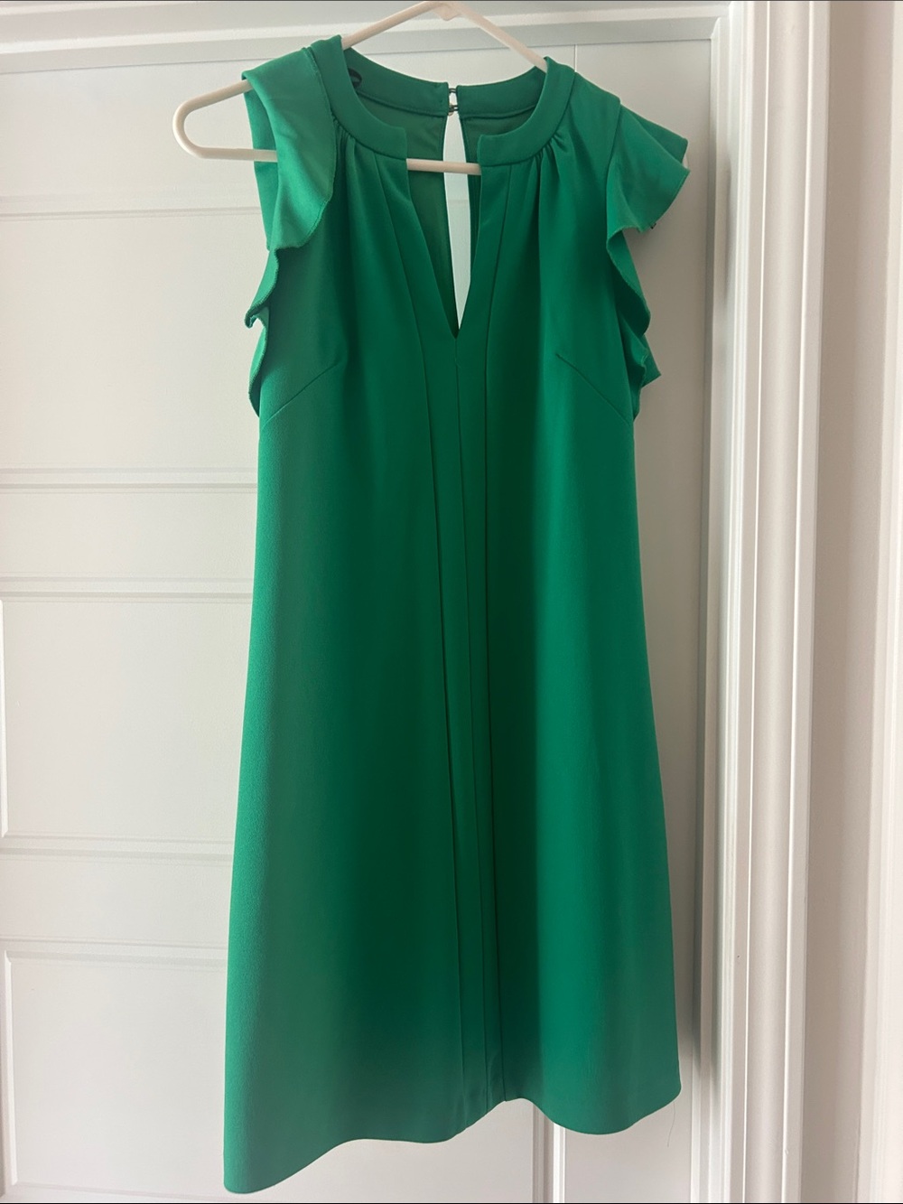 Vince Camuto Emerald Green Ruffle-Sleeve Midi Dress
